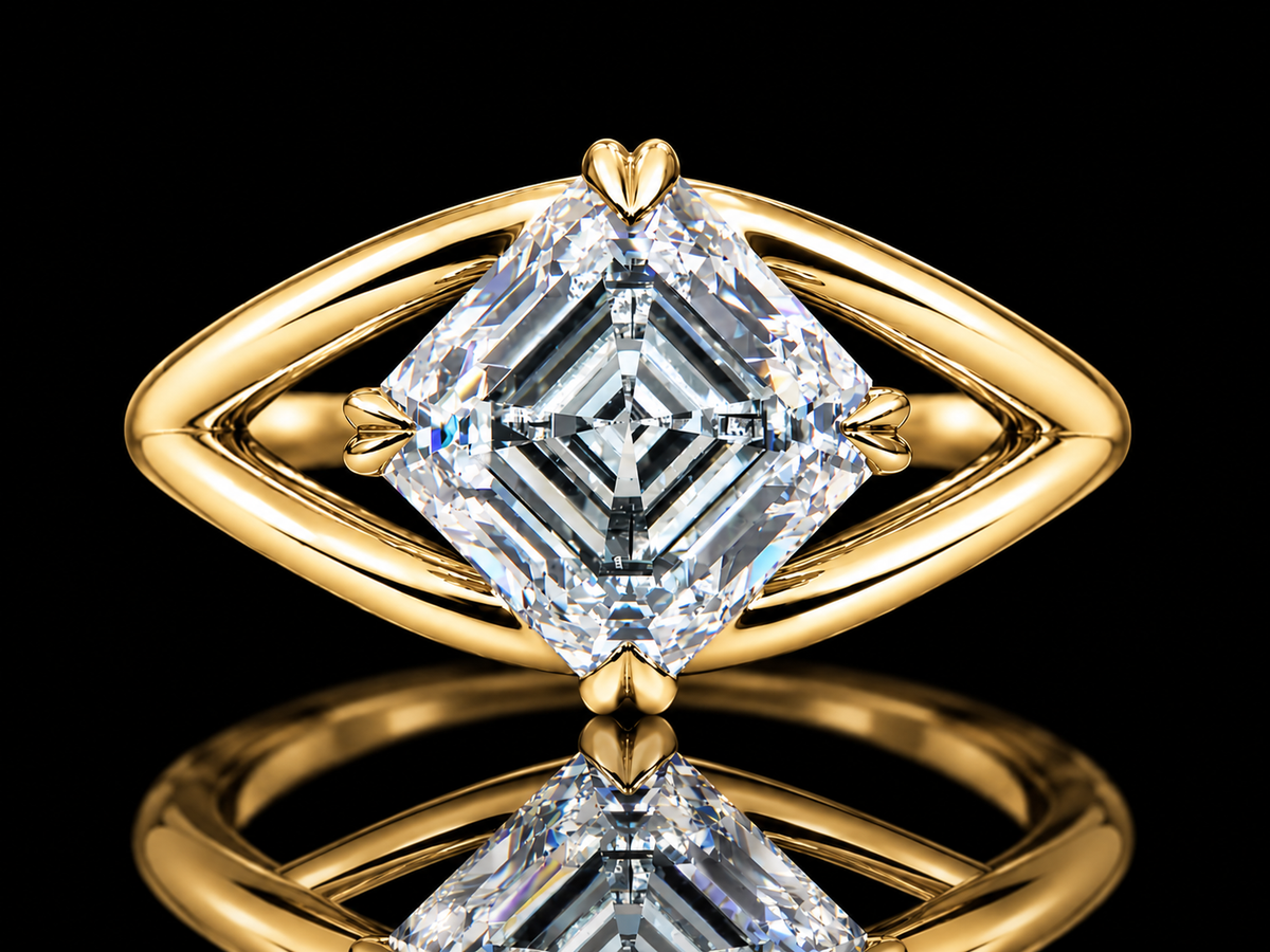 2.52 CT Asscher Lab-Grown Diamond Split Shank Engagement Ring – E VVS2 IGI