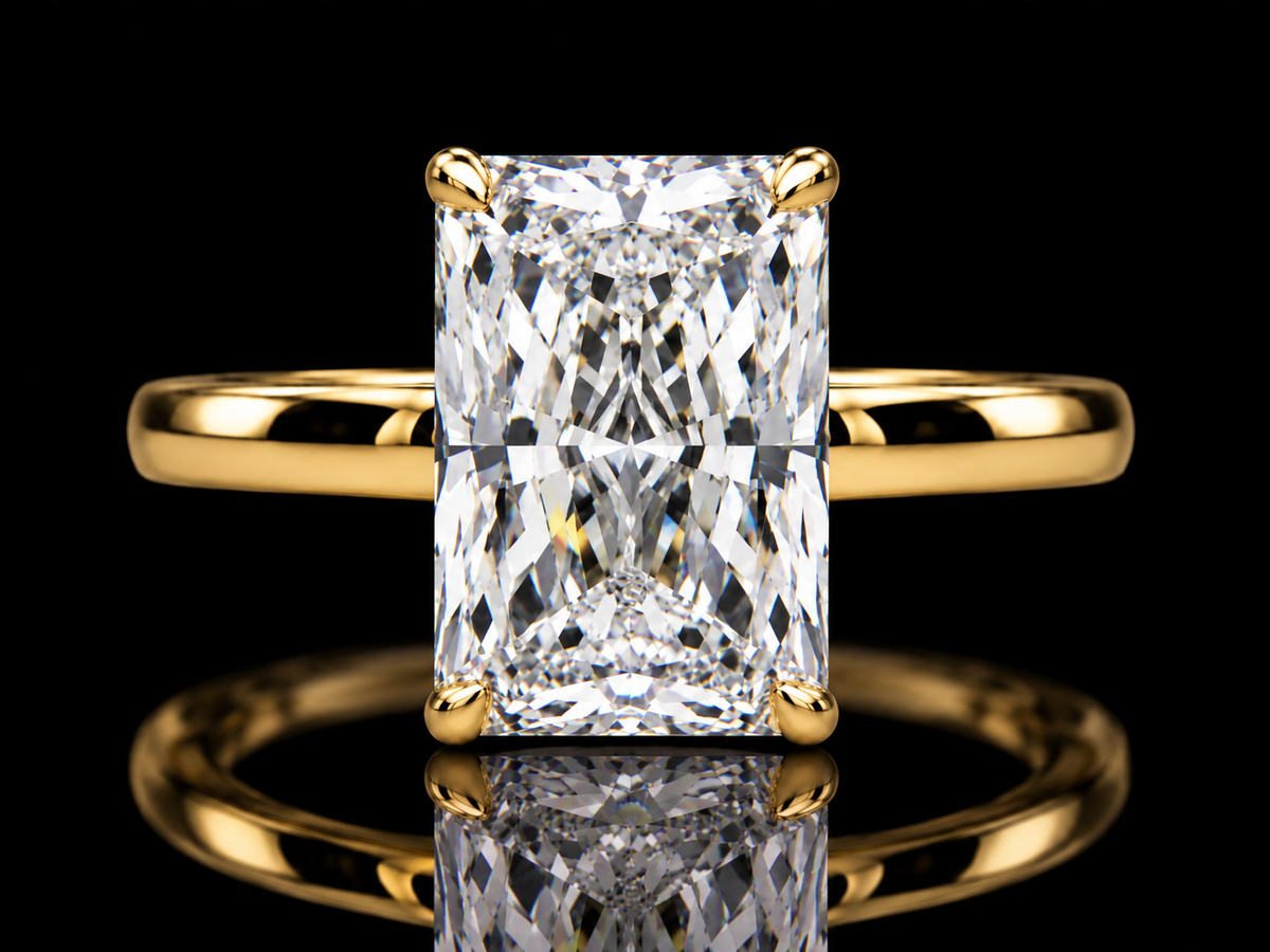 3.07 CT Elongated Radiant Lab-Grown Diamond Solitaire Engagement Ring – E VVS2 IGI