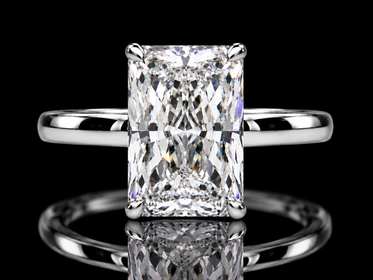 3.07 CT Elongated Radiant Lab-Grown Diamond Solitaire Engagement Ring – E VVS2 IGI