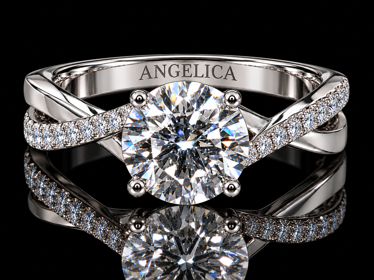 1.78 CTW Round Brilliant Diamond Twist Engagement Ring – 1.53 CT G VS1 Center