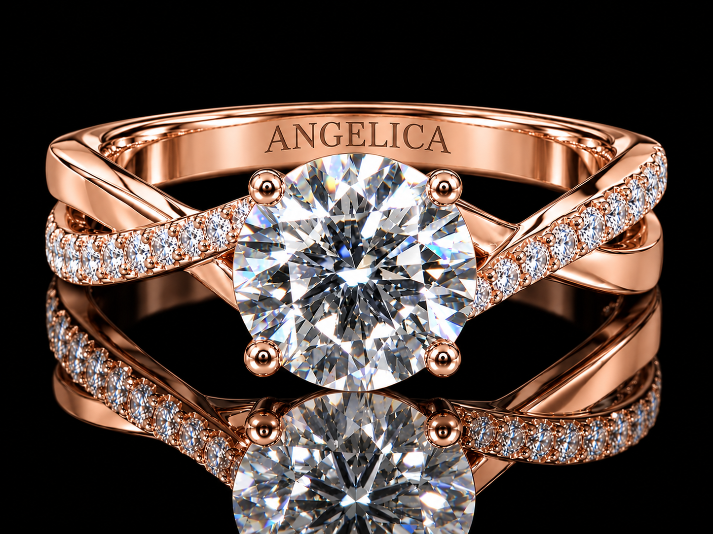 1.78 CTW Round Brilliant Diamond Twist Engagement Ring – 1.53 CT G VS1 Center
