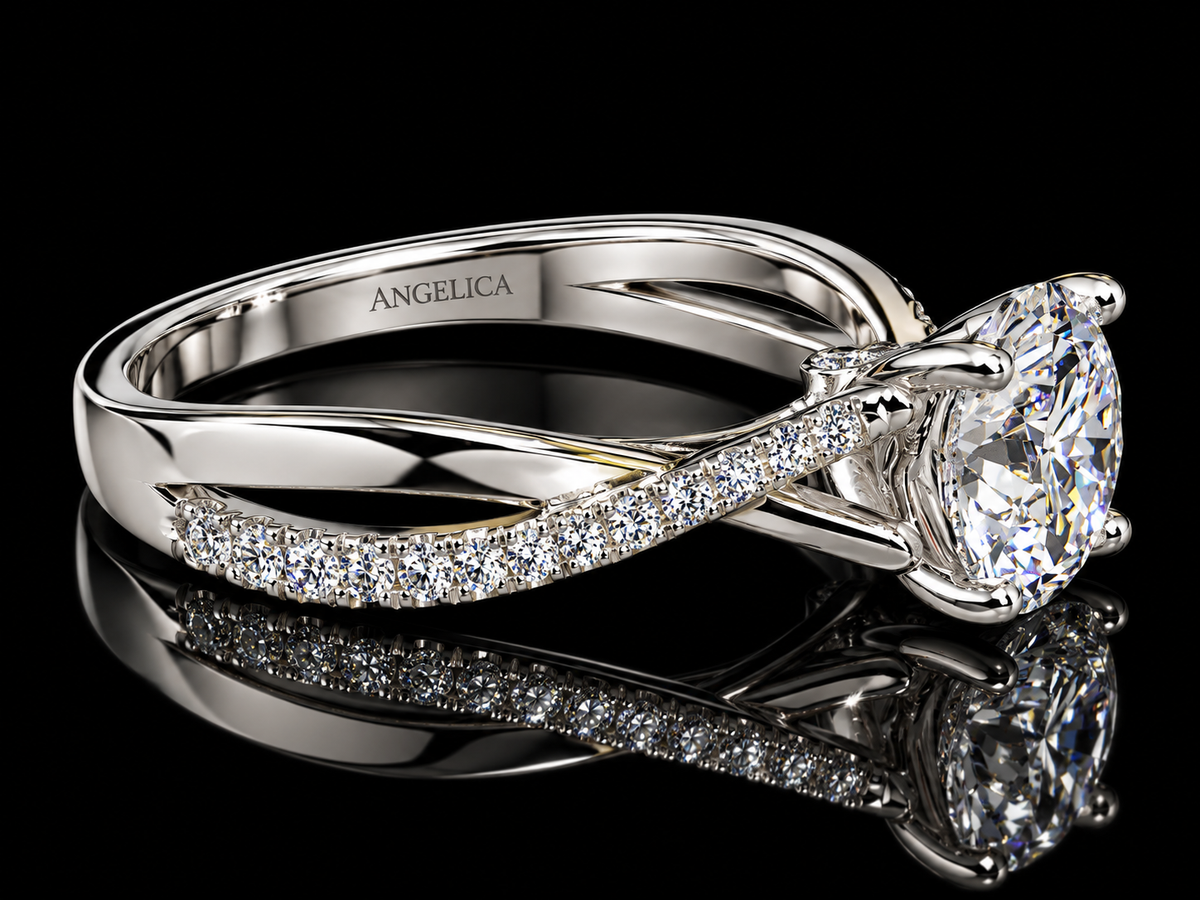 1.78 CTW Round Brilliant Diamond Twist Engagement Ring – 1.53 CT G VS1 Center