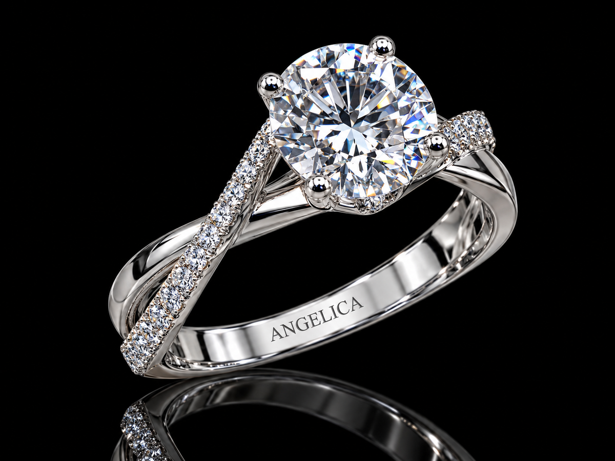 1.78 CTW Round Brilliant Diamond Twist Engagement Ring – 1.53 CT G VS1 Center