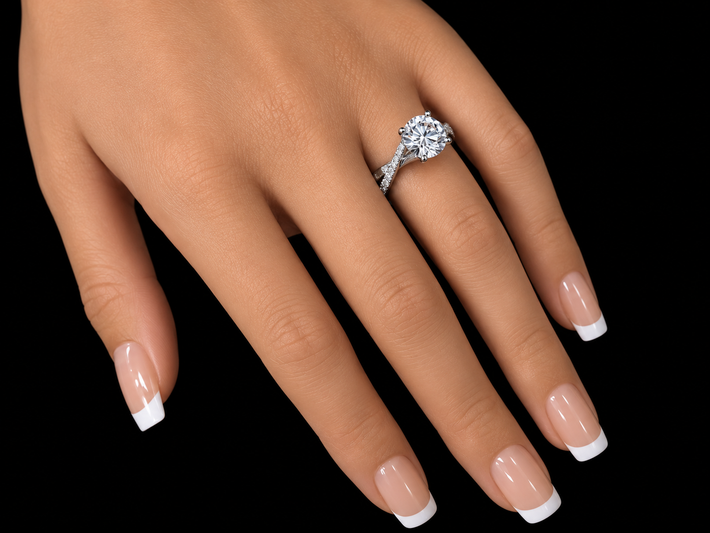 1.78 CTW Round Brilliant Diamond Twist Engagement Ring – 1.53 CT G VS1 Center