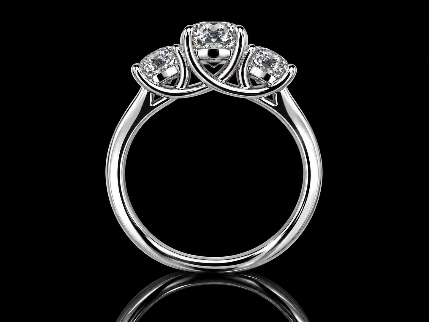 2.00 CTW D VVS2 Round Brilliant Lab-Grown Diamond Trinity Engagement Ring – IGI Certified