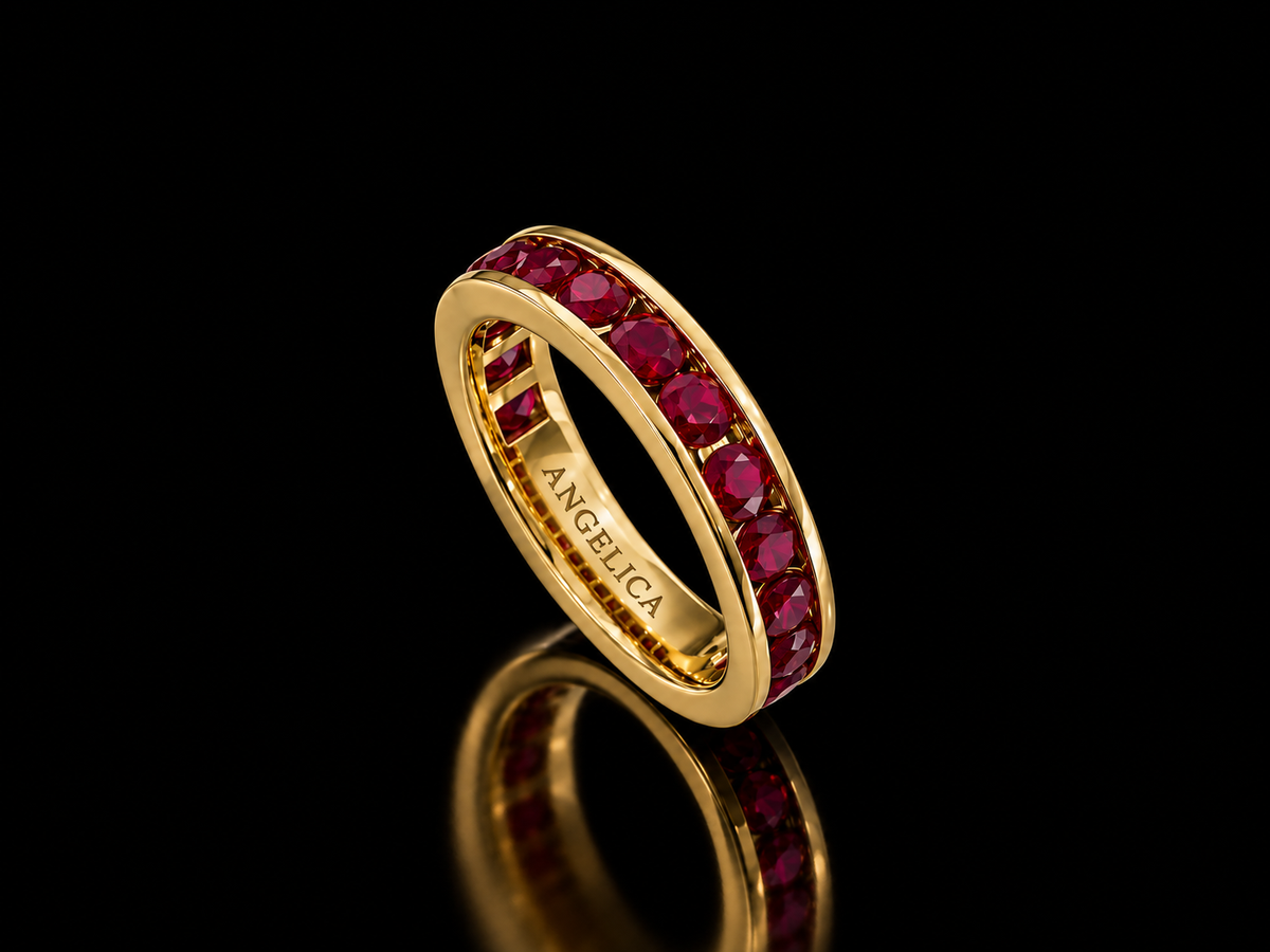Mozambique Pigeon Blood Ruby Three-Quarter Eternity Band – 2.17 CTW Angelica Jewellers