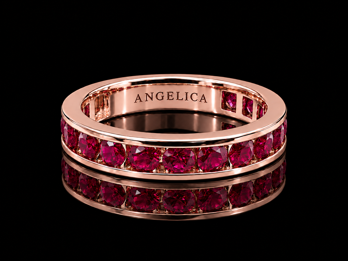 Mozambique Pigeon Blood Ruby Three-Quarter Eternity Band – 2.17 CTW Angelica Jewellers