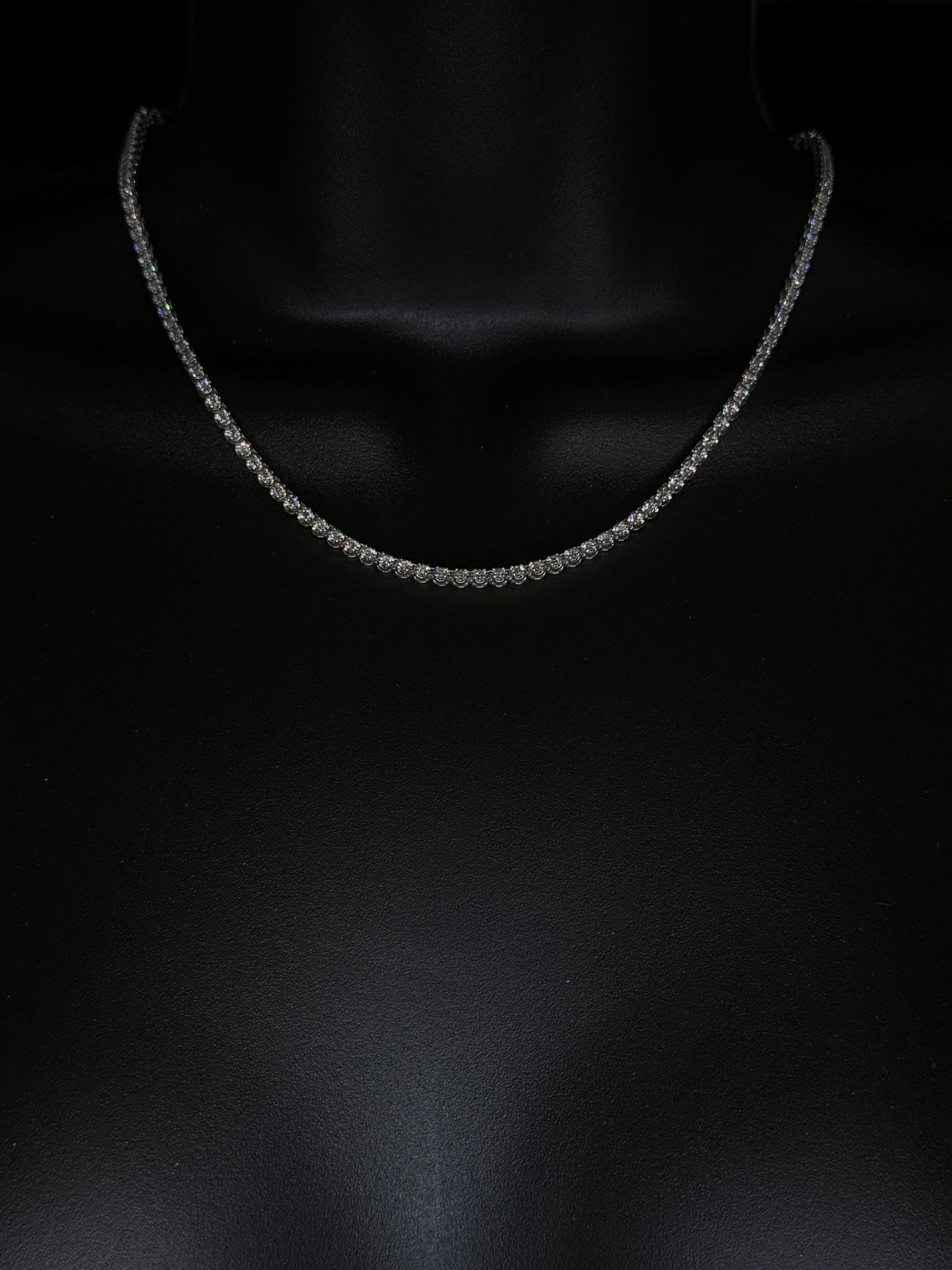 14K WHITE GOLD NATURAL DIAMOND TENNIS CHAIN 3MM VVS