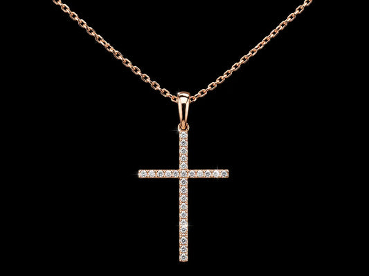 14K Rose Gold Diamond Cross Pendant Necklace Angelica Jewellers