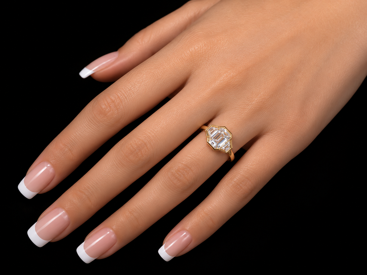 Emerald-Cut Three-Stone Lab-Grown Diamond Engagement Ring – 2.60 TCW