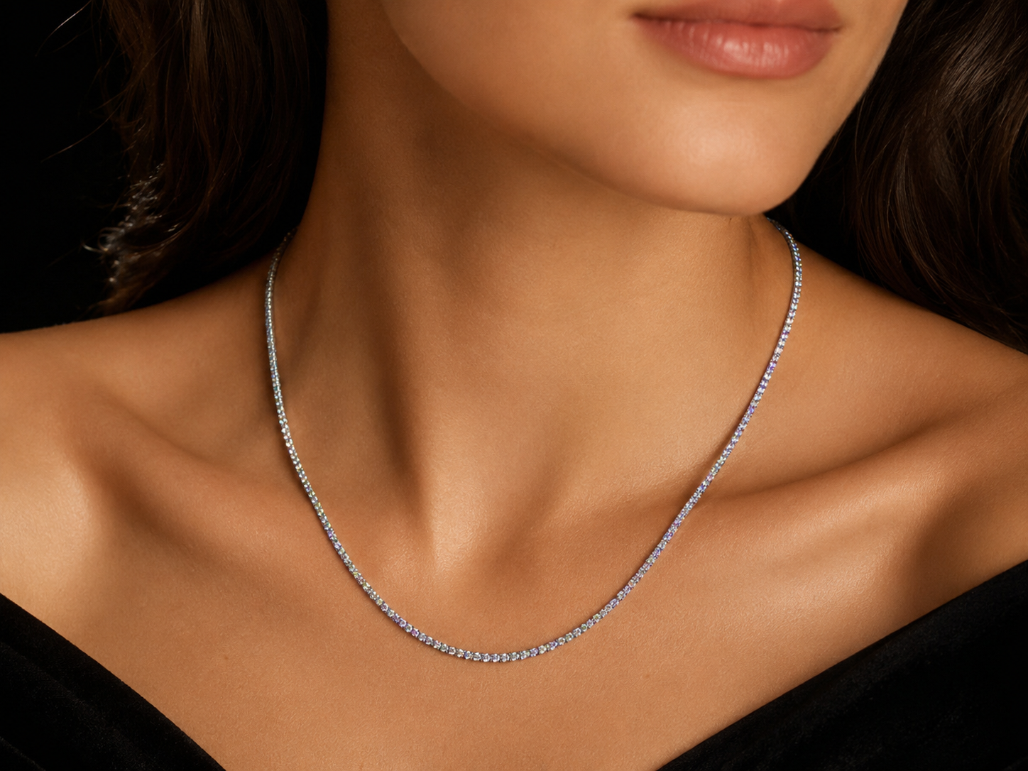 14K White Gold 3.50ct Lab-Grown Diamond Tennis Necklace Angelica Jewellers