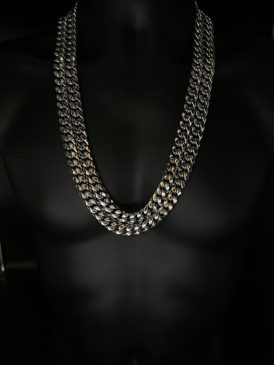 10K WHITE GOLD CUBAN LINK CHAIN 13mm