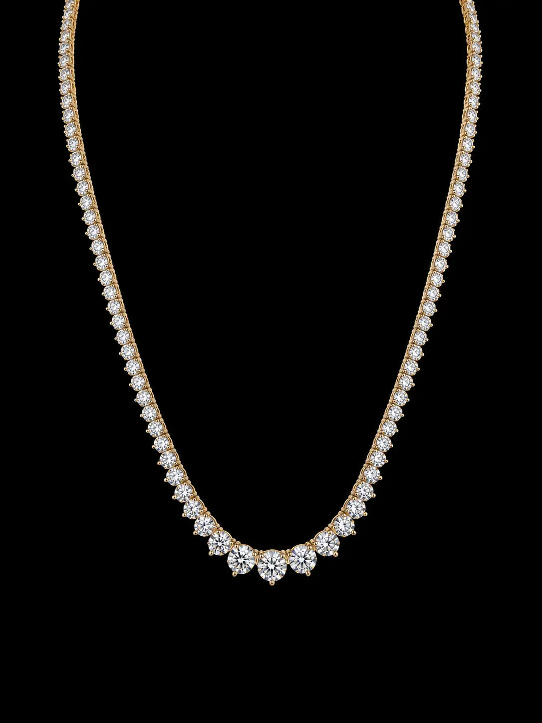 14K Gold Graduated Diamond Tennis Necklace Angelica Jewellers