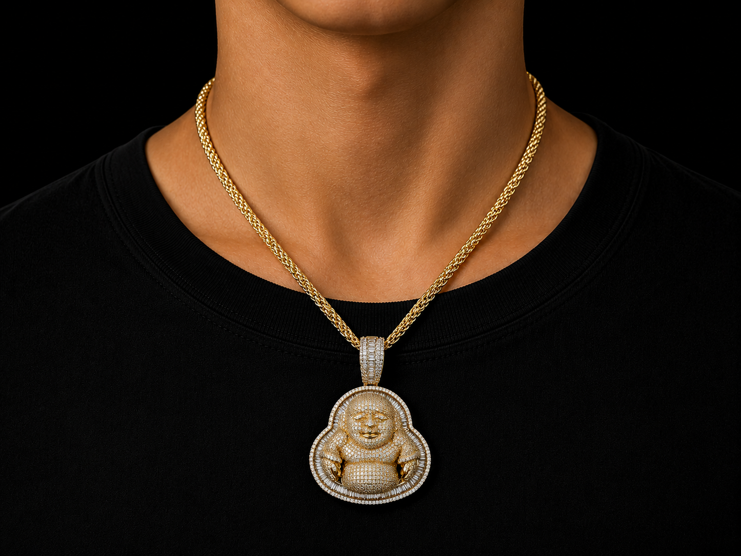 10K Yellow Gold Diamond Buddha Pendant Angelica Jewellers