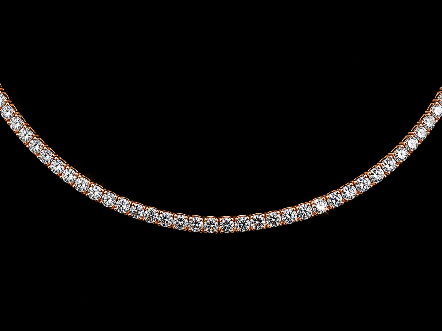 14K Rose Gold 12.90ct Diamond Tennis Necklace Angelica Jewellers