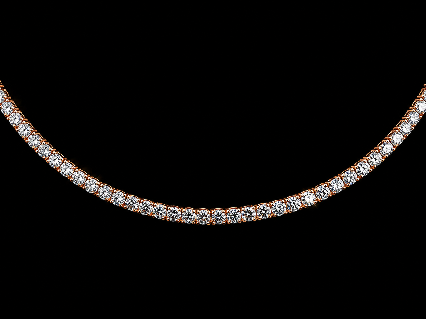 14K Rose Gold 12.90ct Diamond Tennis Necklace Angelica Jewellers