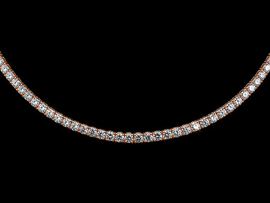 14K Rose Gold 12.90ct Diamond Tennis Necklace Angelica Jewellers