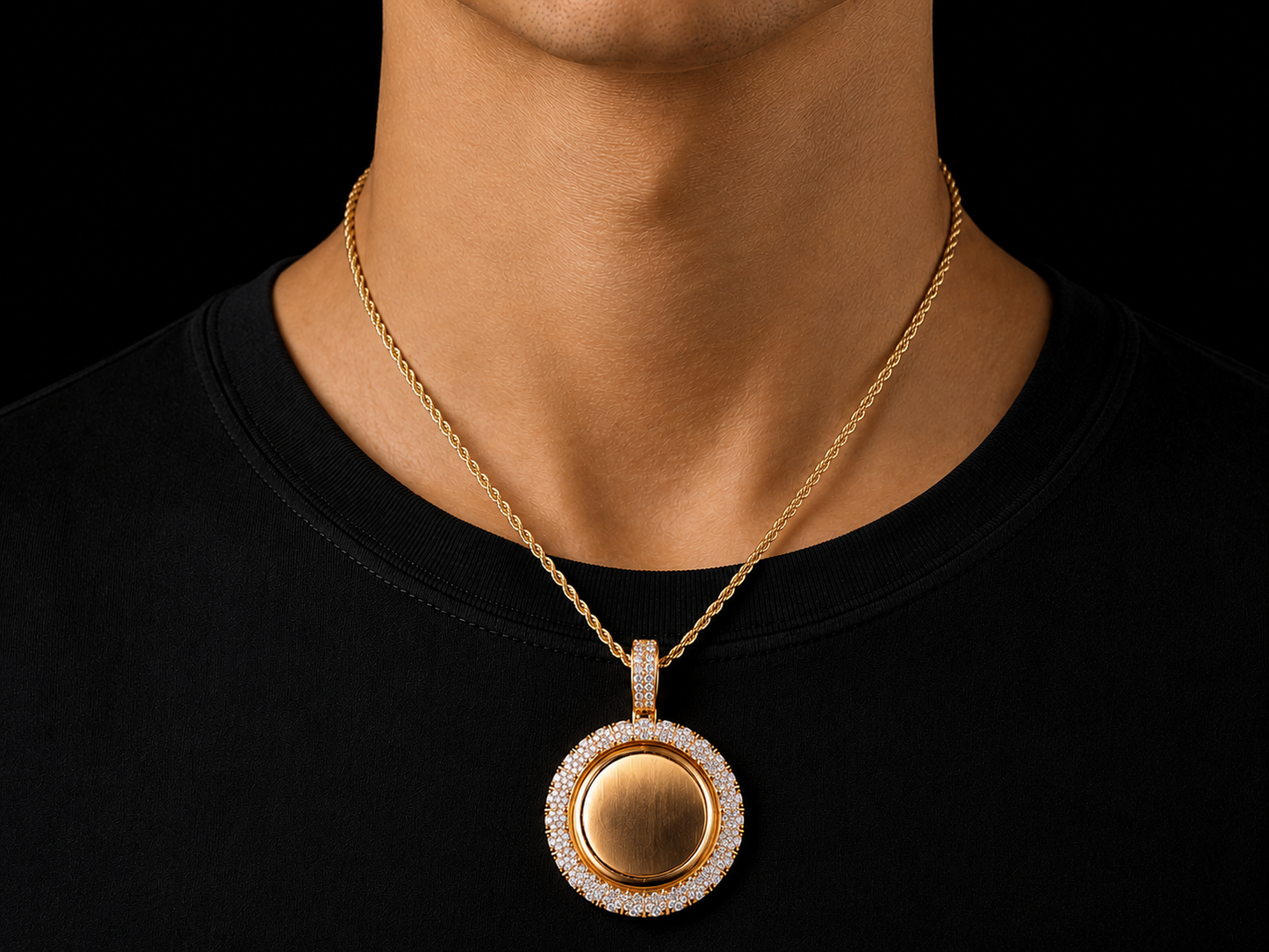 14K Gold Diamond Memory Picture Pendant