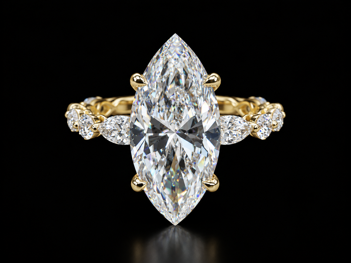 3.35 CTW Marquise Diamond Hidden Halo Engagement Ring – 14K Gold Angelica Jewellers