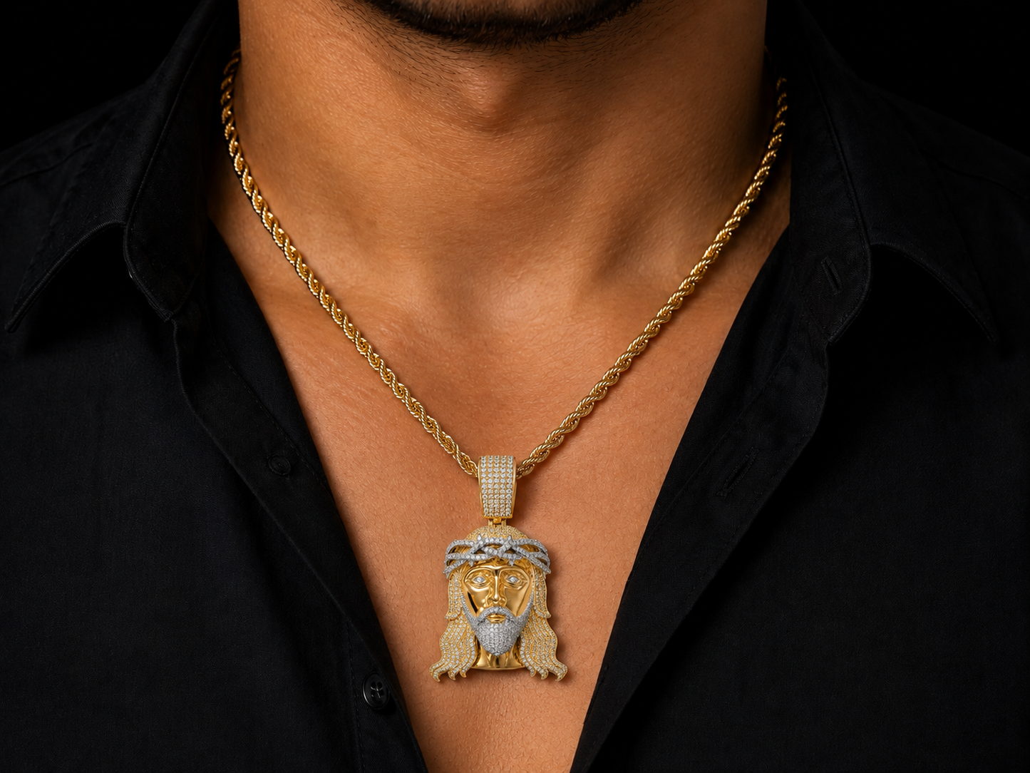 10K Gold 1.75CT Diamond Jesus Crown of Thorns Pendant Angelica Jewellers