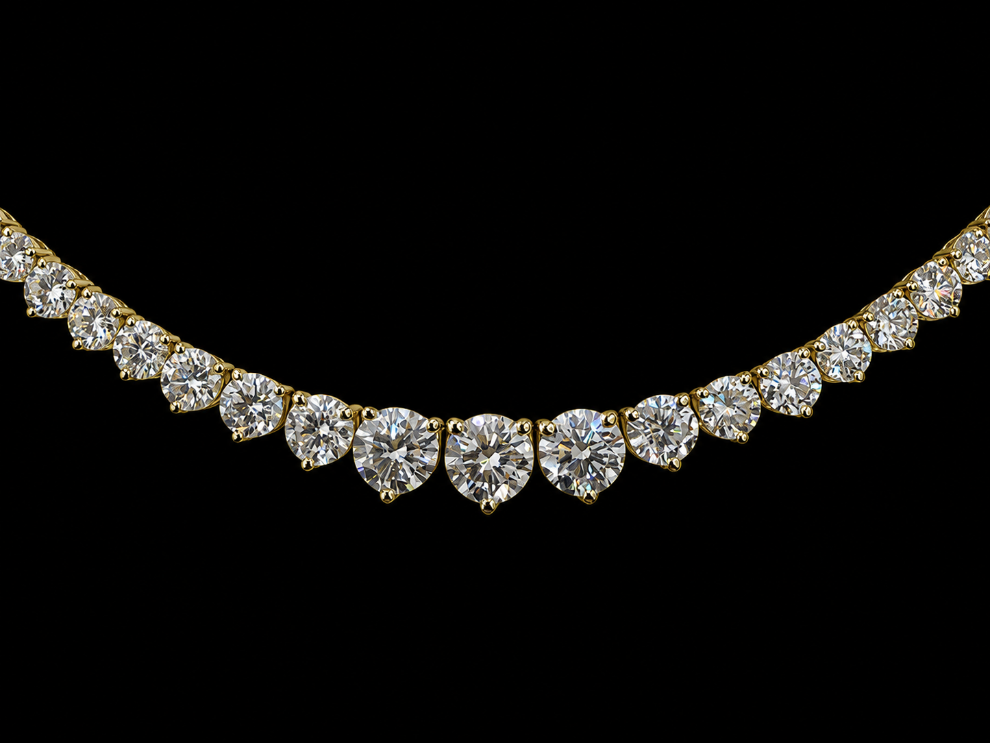 14K Gold Graduated Diamond Tennis Necklace