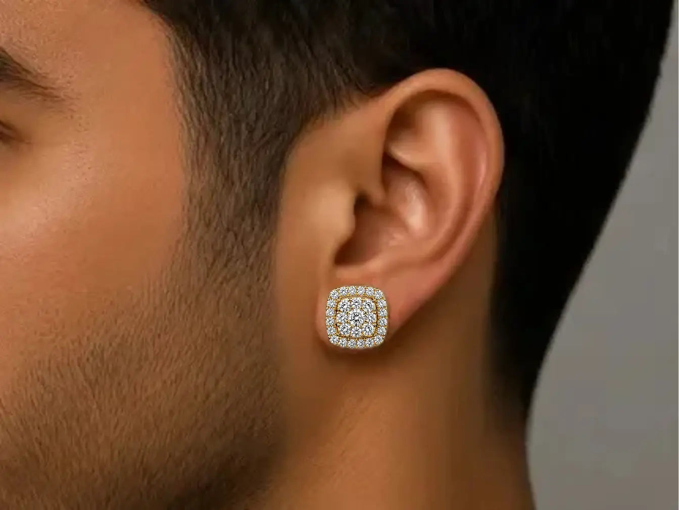 10K Yellow Gold Unisex Cushion Diamond Stud Earrings – 1.00 CT Angelica Jewellers