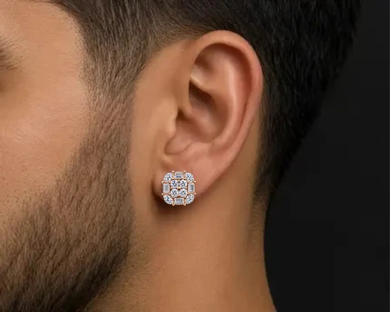 14K Rose Gold Round, Baguette & Marquise Diamond Earrings – 1.40 CT VVS F+ Angelica Jewellers