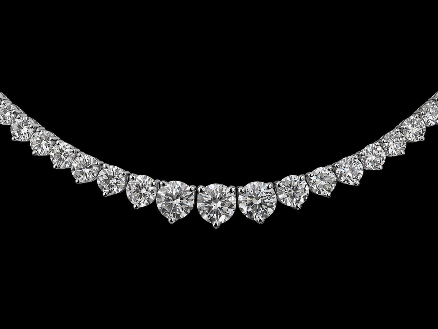 14K Gold Graduated Diamond Tennis Necklace