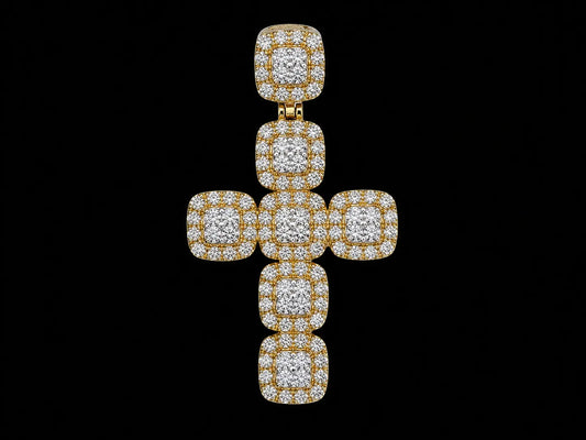 10K Yellow Gold Diamond Cross Pendant – 3.45 CTW Angelica Jewellers