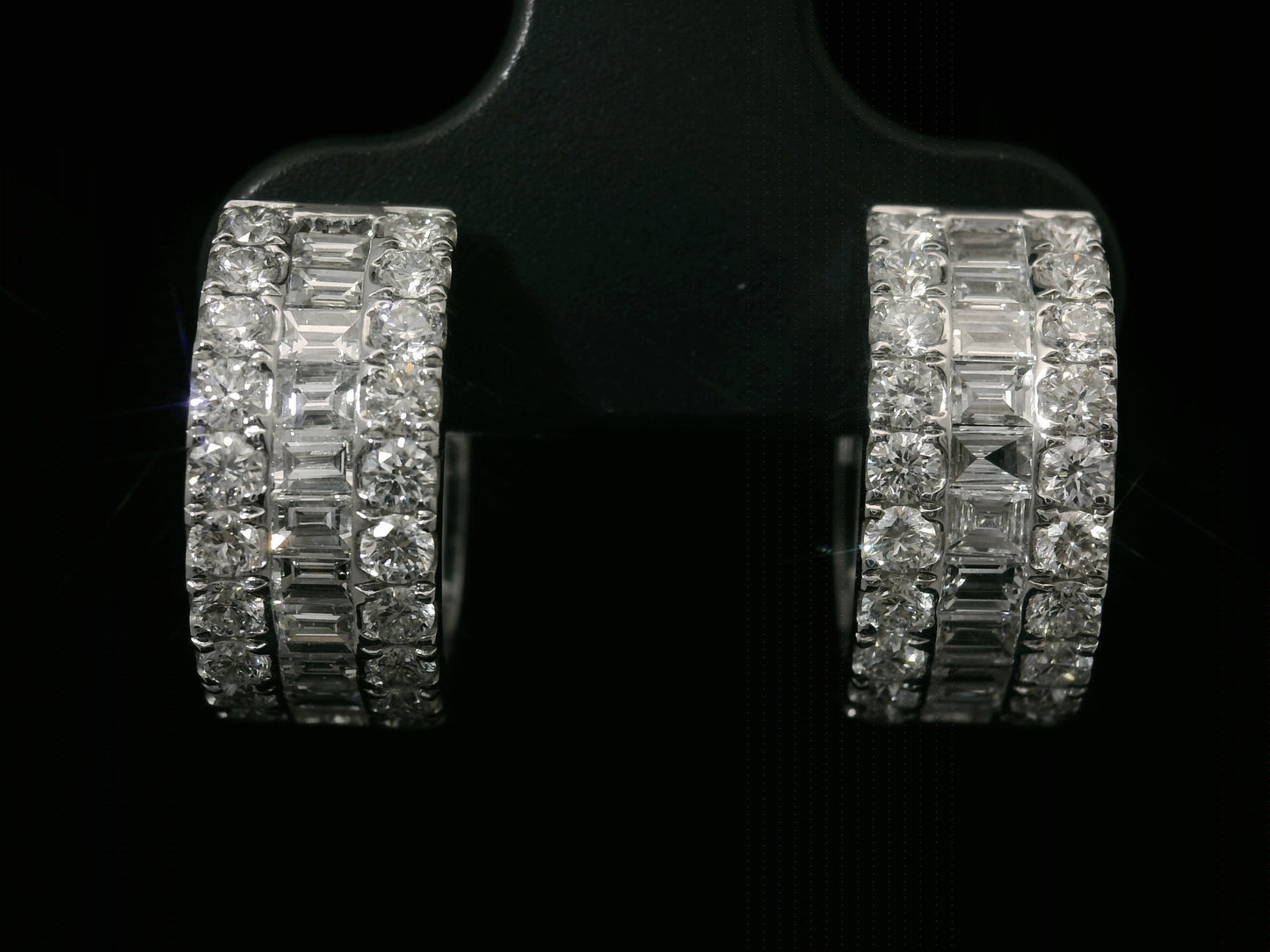 14K WHITE GOLD 6MM VVS F+ HOOP DIAMOND EARRINGS