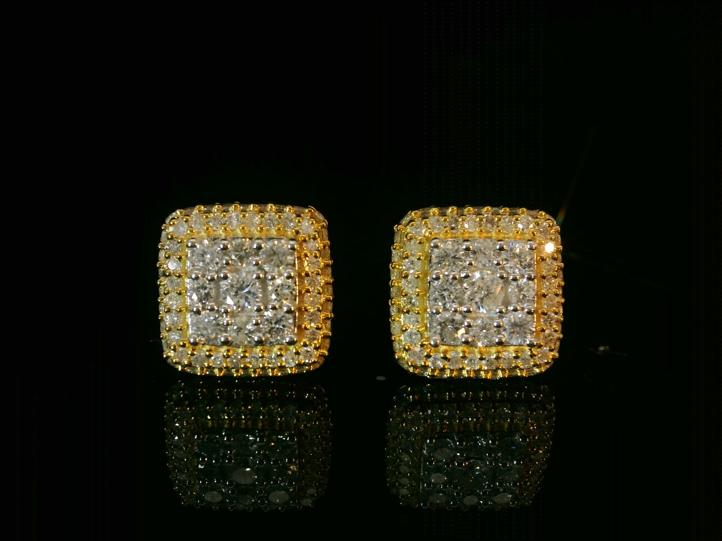 10K YELLOW GOLD 9MM DIAMOND EARRINGS