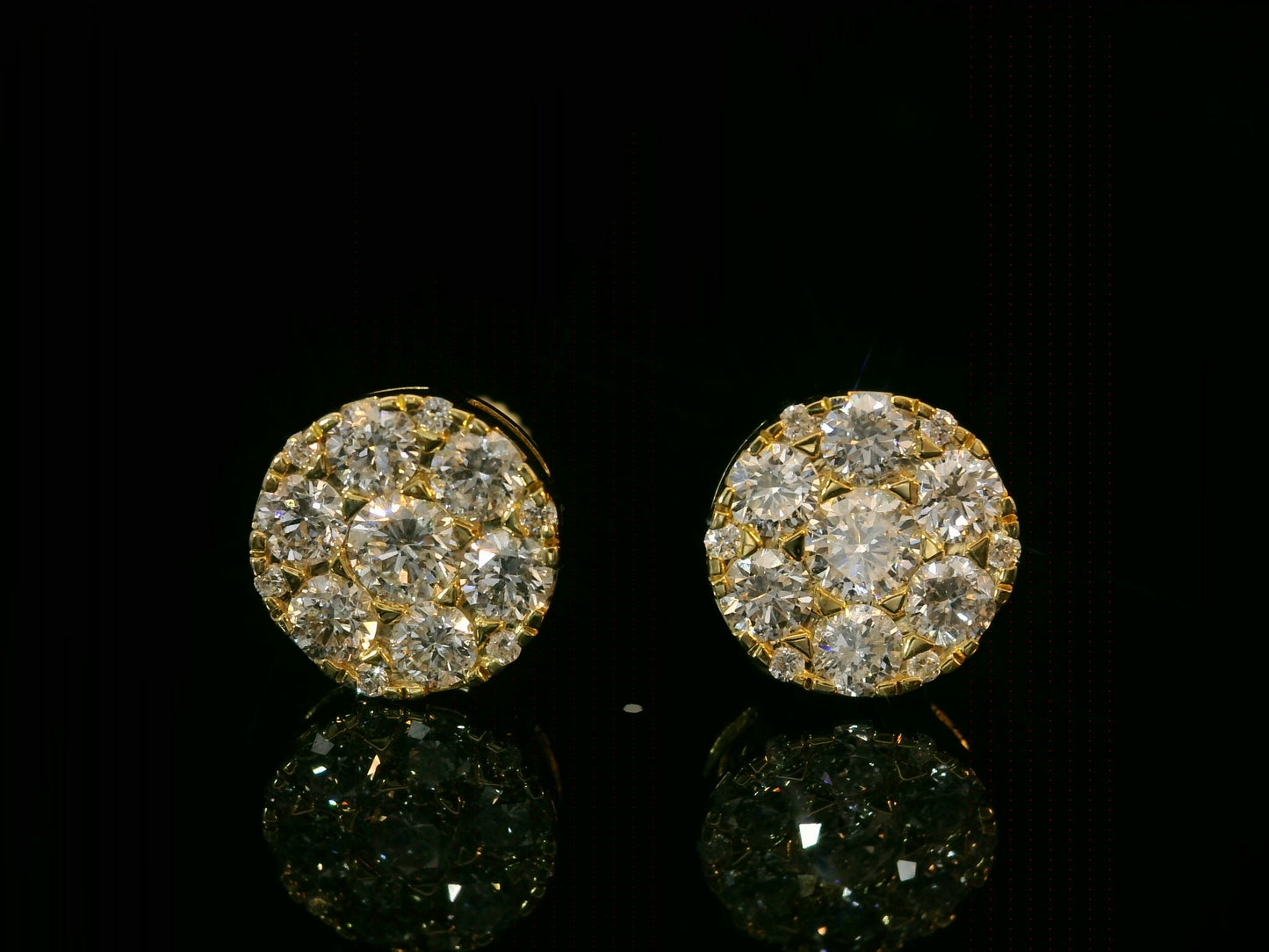 14K YELLOW GOLD 8MM DIAMOND EARRINGS