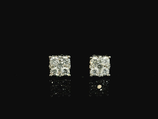 14K WHITE GOLD DIAMOND EARRINGS 5mm
