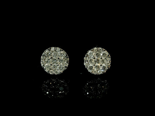 14K WHITE GOLD DIAMOND EARRINGS 7MM