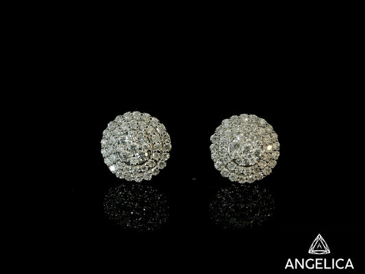 14K WHITE GOLD DIAMOND EARRINGS 9MM