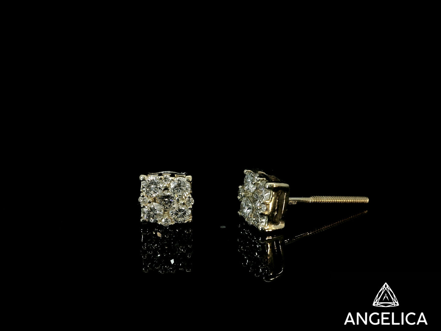 14K YELLOW GOLD DIAMOND EARRINGS 5mm