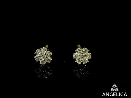14K YELLOW GOLD DIAMOND EARRINGS 5mm