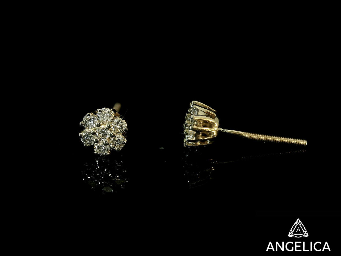 14K YELLOW GOLD DIAMOND EARRINGS 5mm