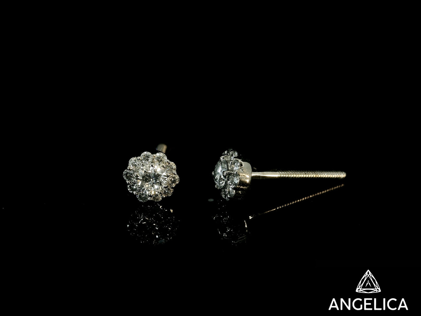 14K WHITE GOLD DIAMOND EARRINGS 4.5MM