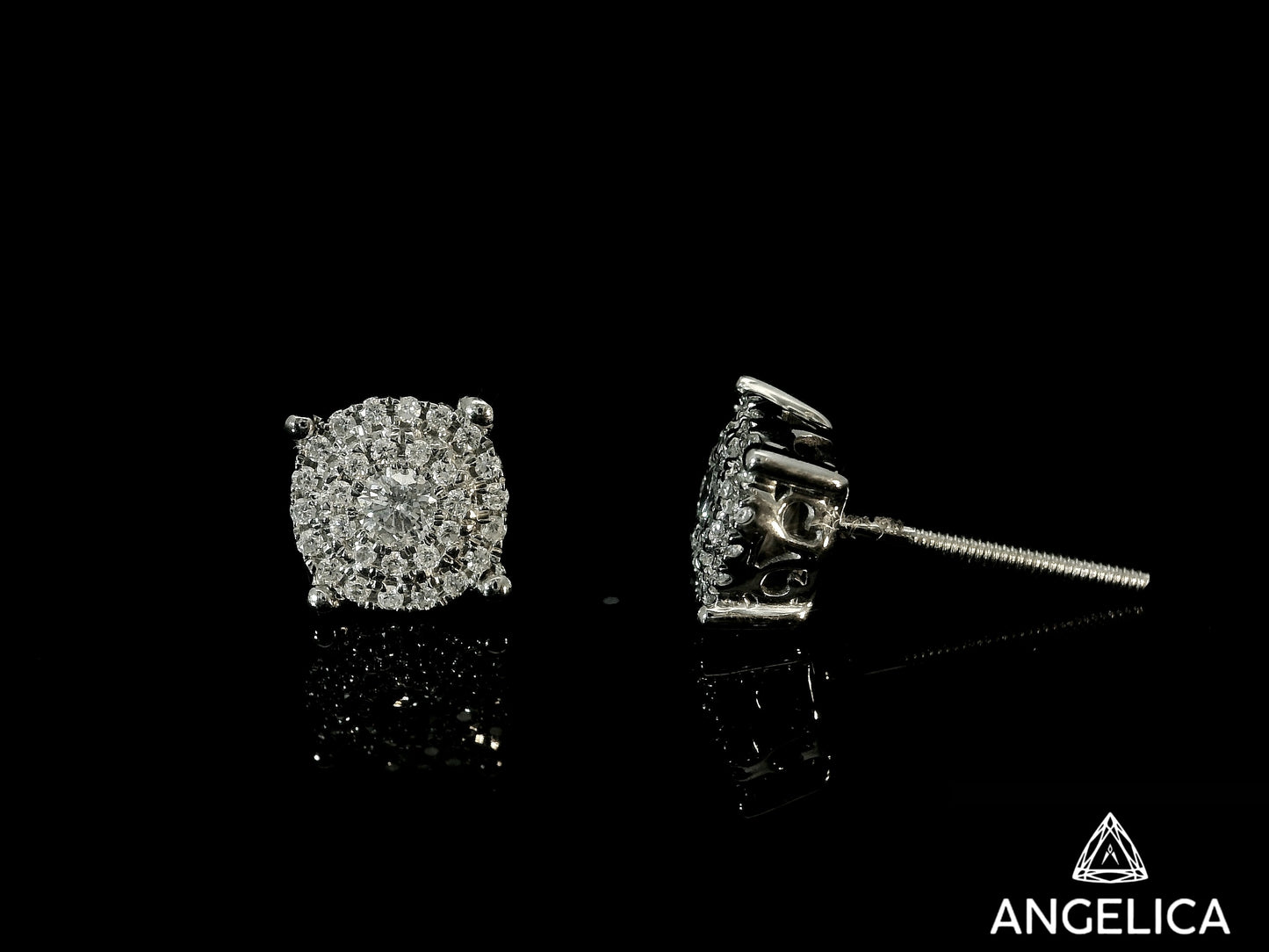 14K WHITE GOLD DIAMOND EARRINGS 6.5MM