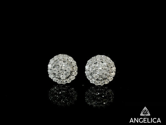 14K WHITE GOLD DIAMOND EARRINGS 8MM