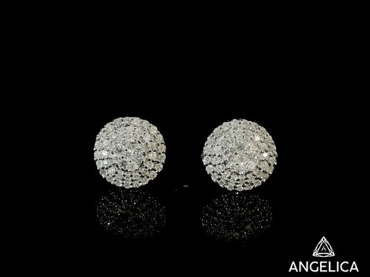 14K WHITE GOLD DIAMOND EARRINGS 7.5MM