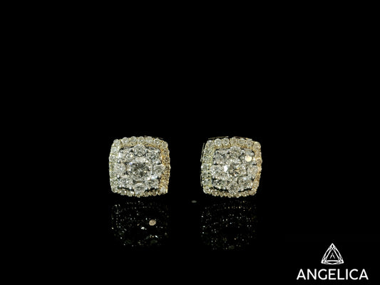 14K YELLOW GOLD DIAMOND EARRINGS 6MM