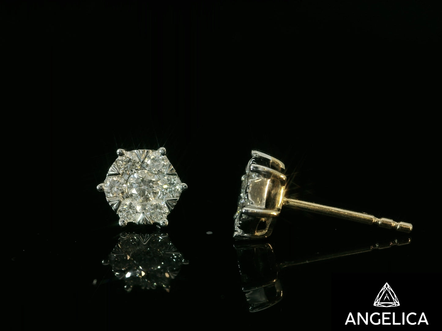 14K DIAMOND EARRINGS 7.5MM