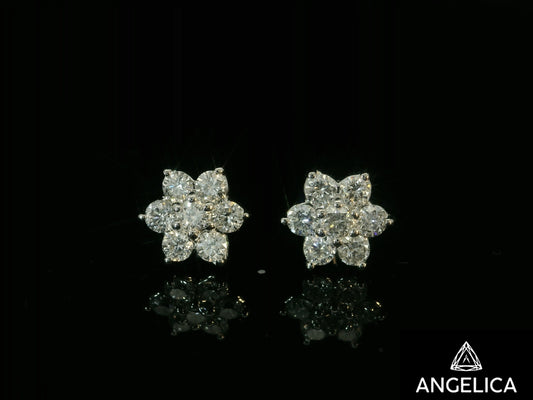 14K WHITE GOLD DIAMOND EARRINGS 7.5mm