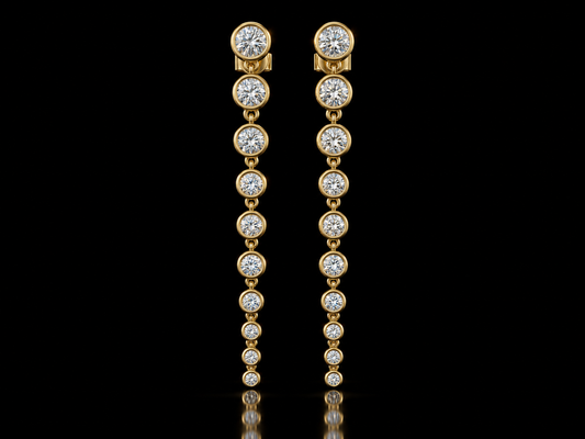 Graduated bezel-set lab-grown diamond drop earrings in yellow gold
