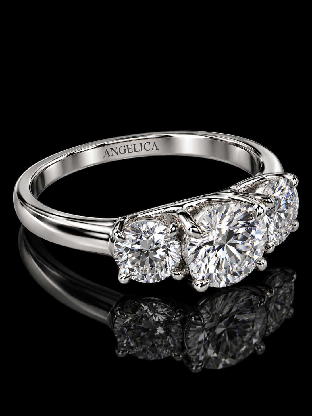 2.00 CTW D VVS2 Round Brilliant Lab-Grown Diamond Trinity Engagement Ring – IGI Certified