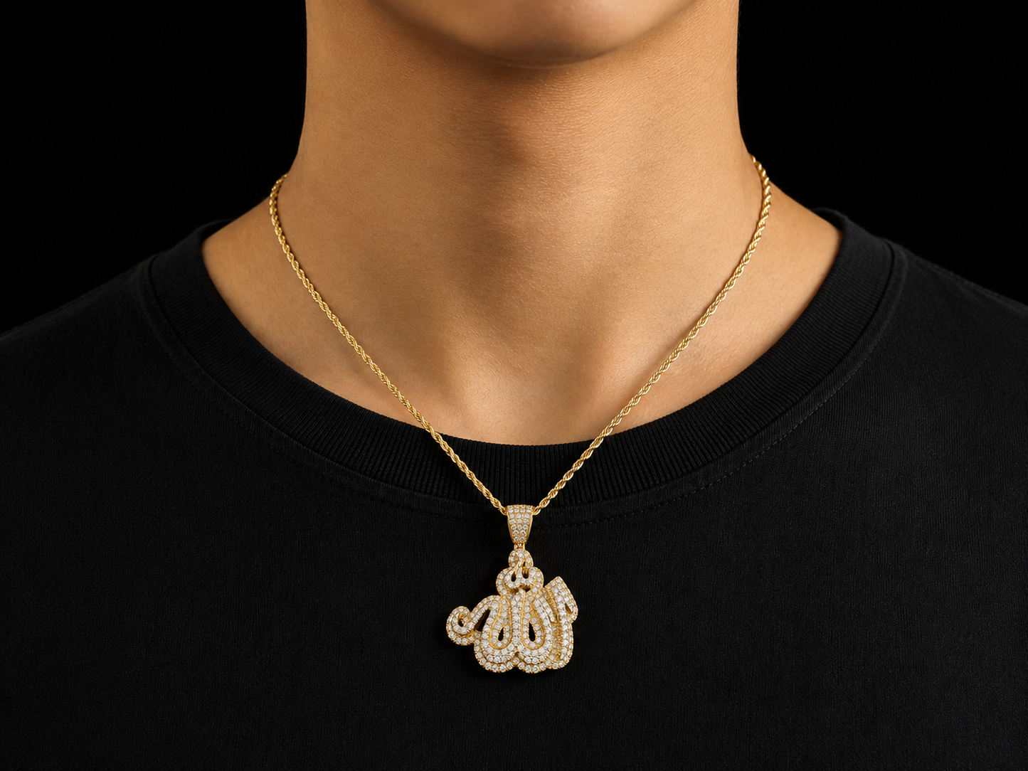 10K Yellow Gold Diamond Allah Pendant Angelica Jewellers
