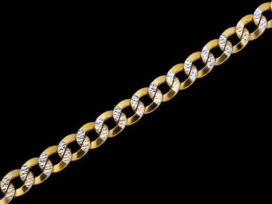 14k Two-Tone Diamond-Cut Curb Chain – 4.50mm