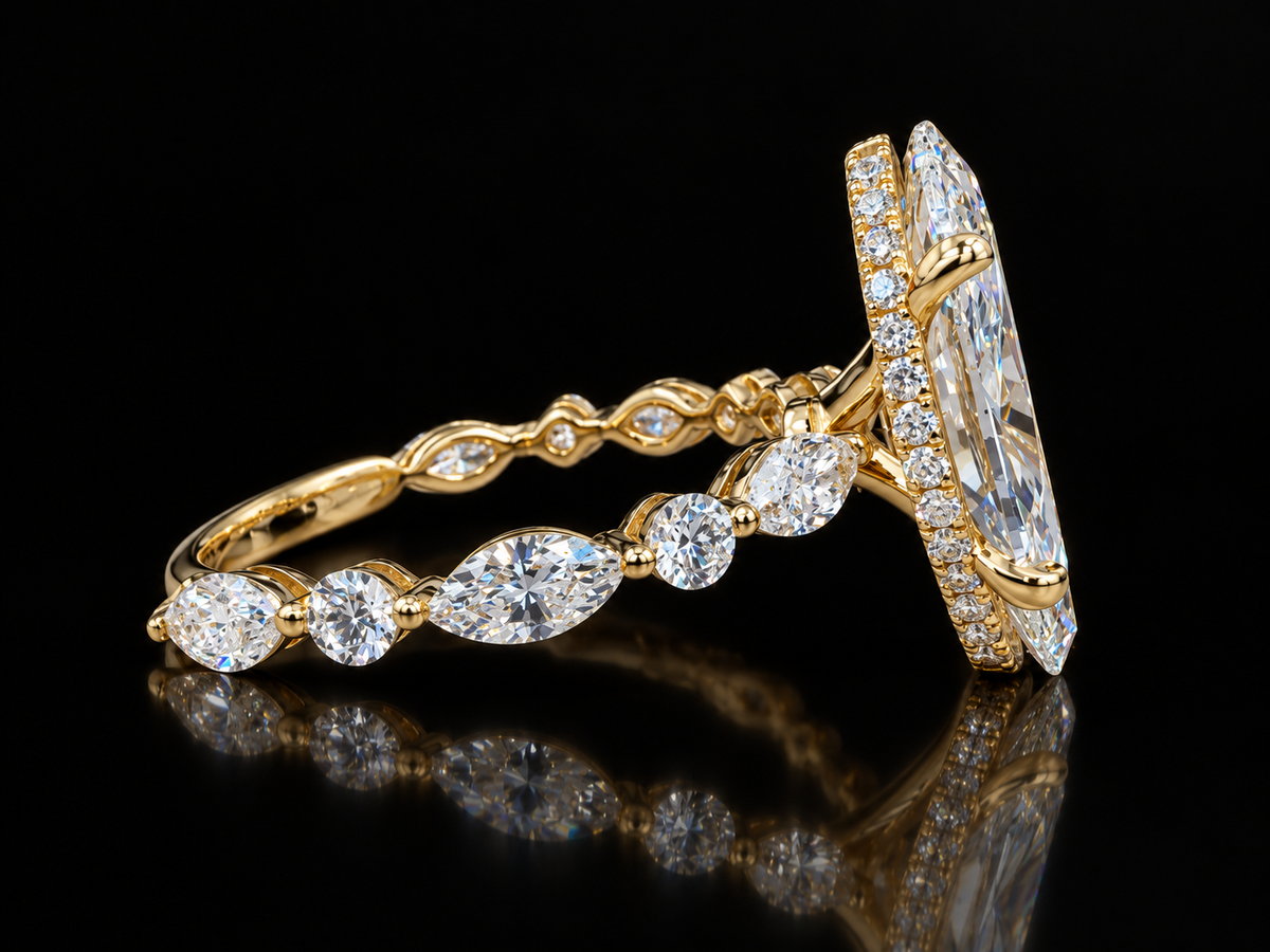 3.35 CTW Marquise Diamond Hidden Halo Engagement Ring – 14K Gold Angelica Jewellers